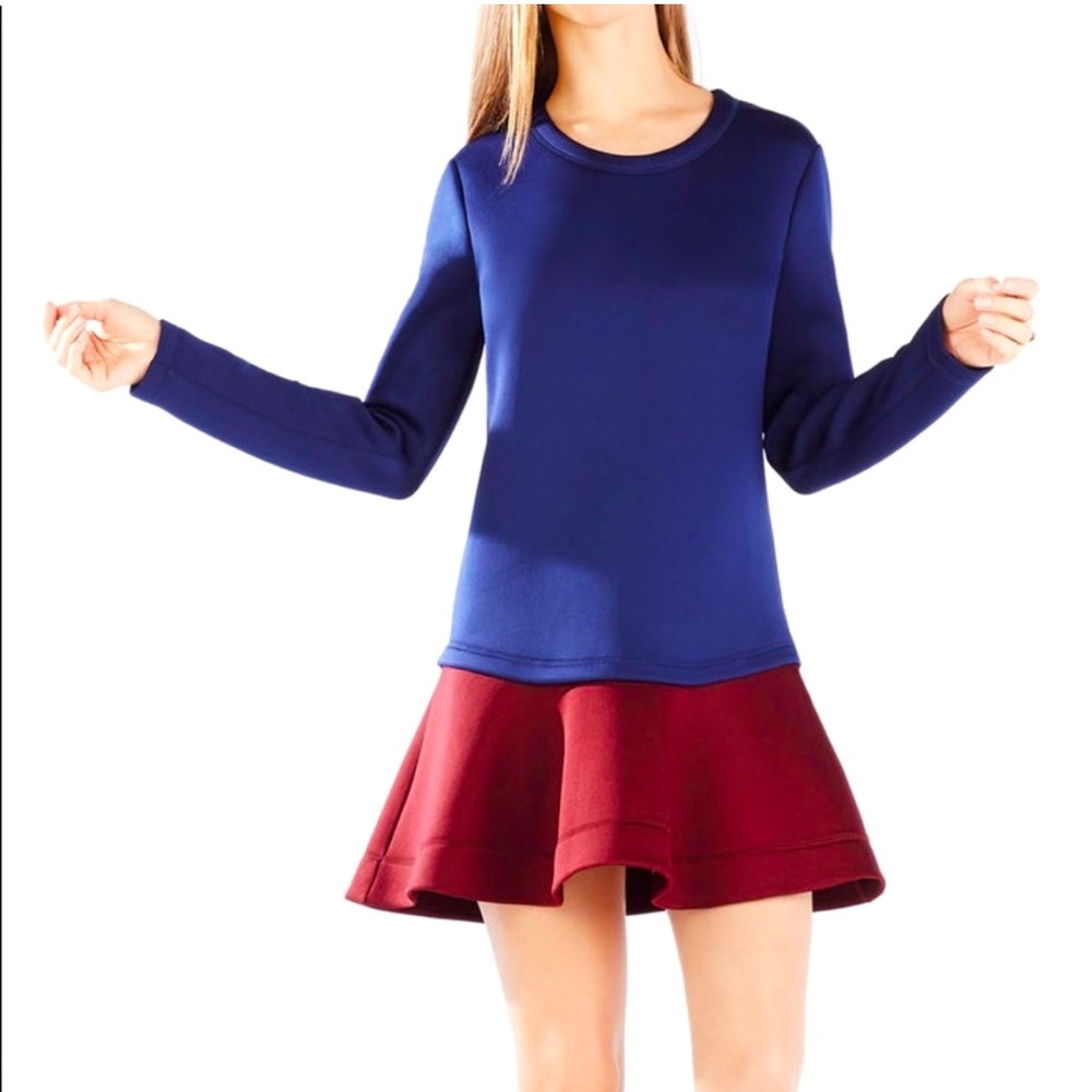 NWOT BCBG Maxazria Genesa Flounce Colorblock Dress